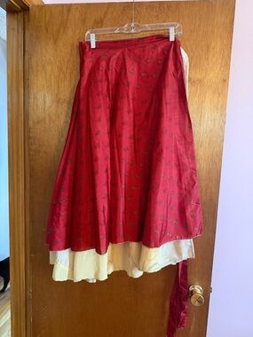 Darn Good Yarn Red and Yellow Sari Skirt